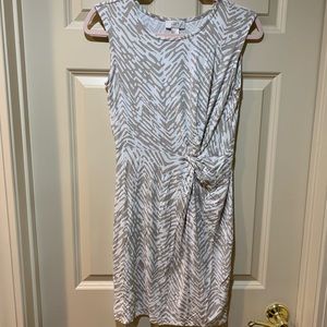 Loft white and tan dress